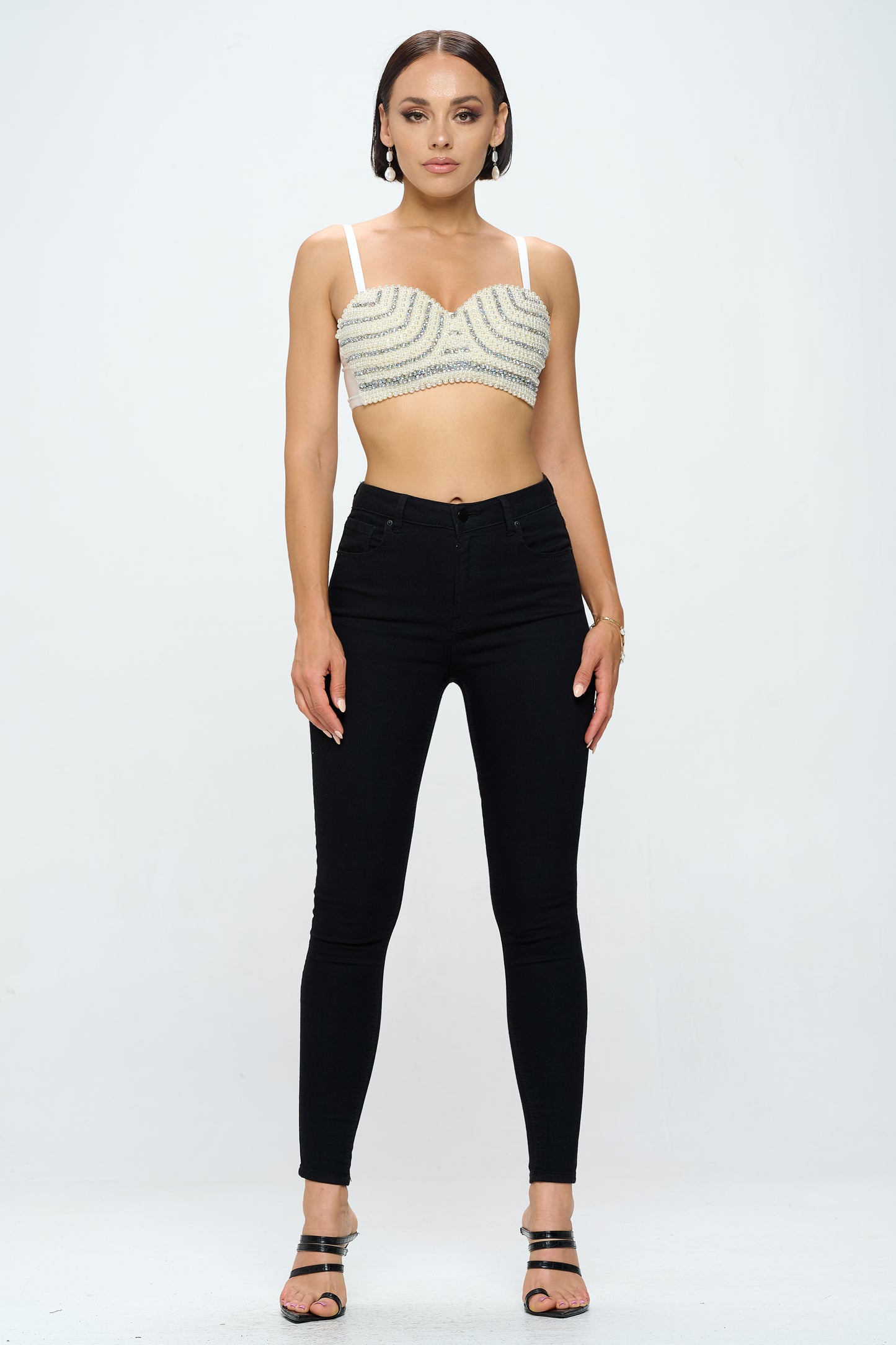 WAVE RHINESTONE PEARL EMBELLISHED BRALETTE_D7156