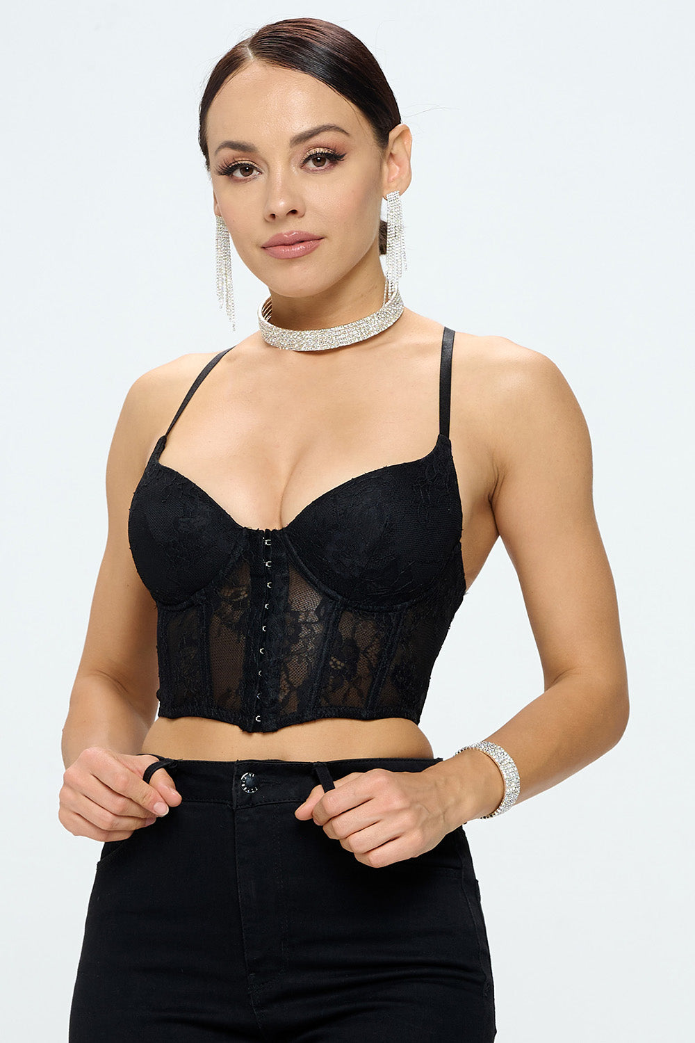  Womens Sexy Bustier Corset Top Y2K Eyelet Lace-up