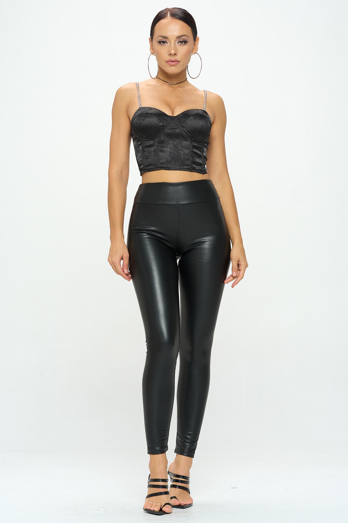 CHAIN STRAP SATIN BUSTIER TOP