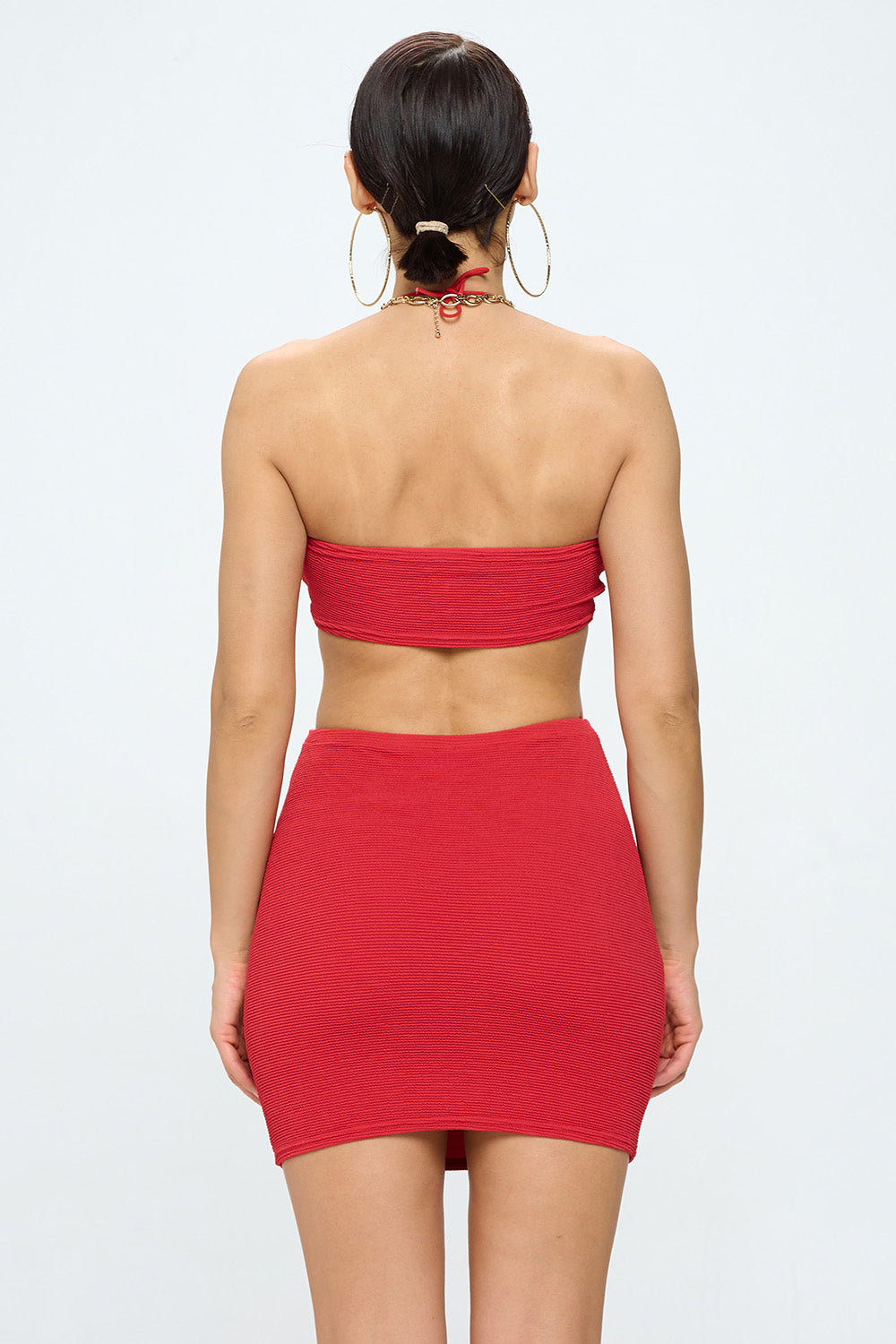 SOLID CUTOUT SPLIT HEM BODYCON DRESS