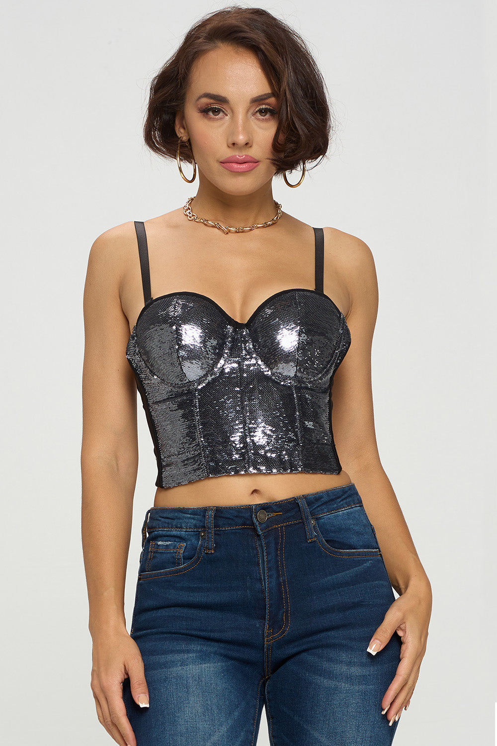 SEQUIN BONING BUSTIER CROP TOP – OhYes Fashion