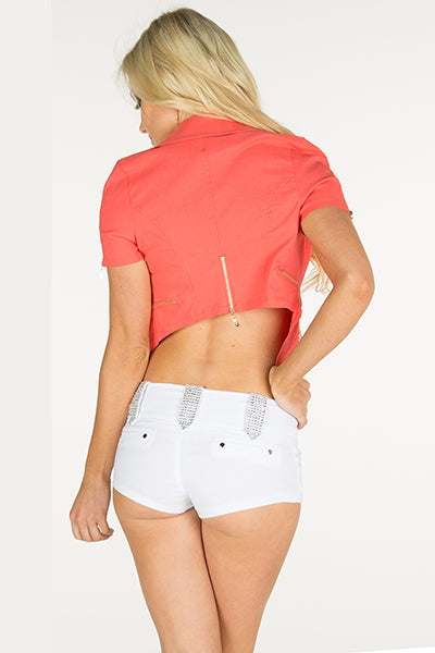 BACK SHORT ZIPPER DETAIL JACKET