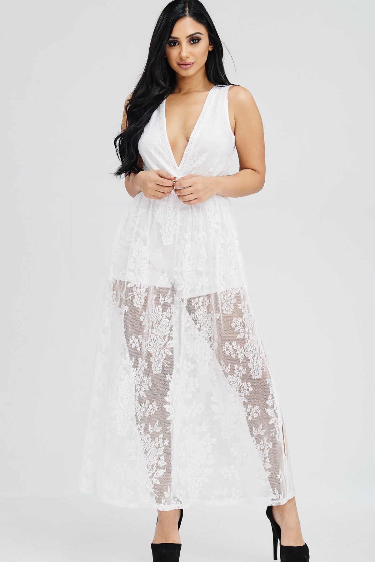 SHEER LACE MAXI DRESS