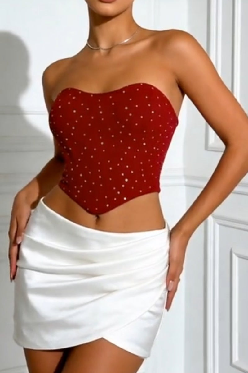 Sparkly Back Lace-Up Corset Top