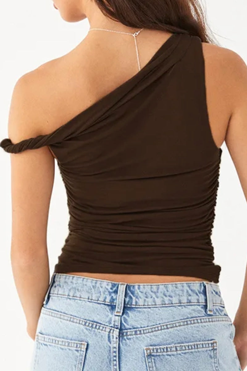 Reversible Ruched One Shoulder Top
