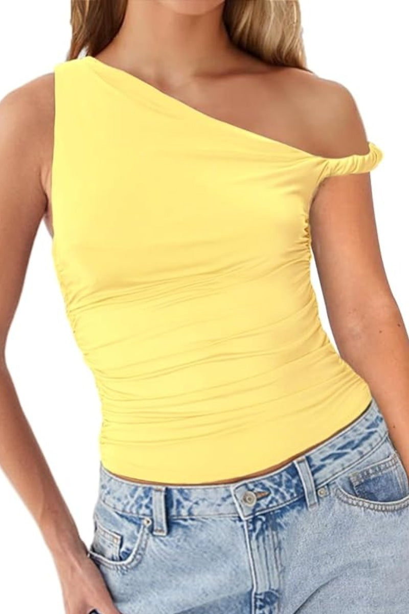 Reversible Ruched One Shoulder Top