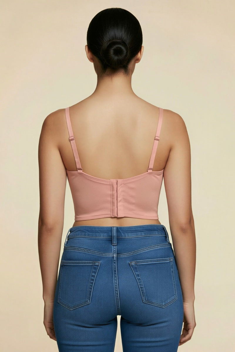 Embroidered Lace Bustier Crop Top