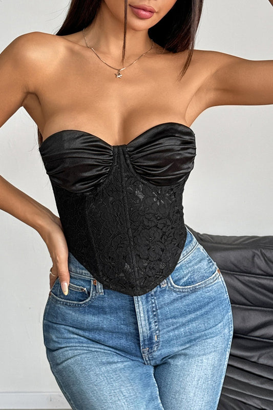 Glam Satin & Lace Corset Top