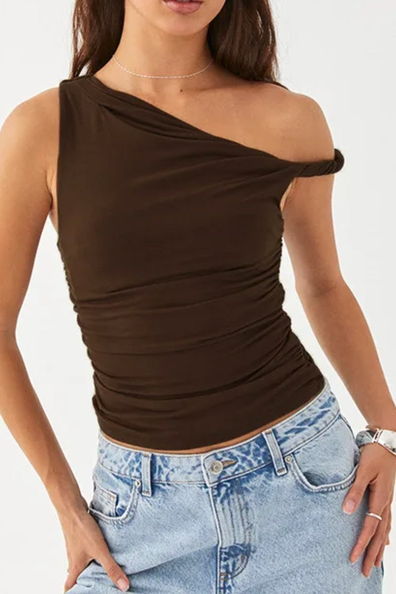 Reversible Ruched One Shoulder Top