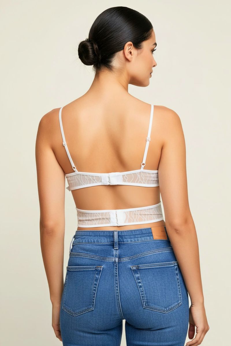 Textured Mesh Open Back Corset Top