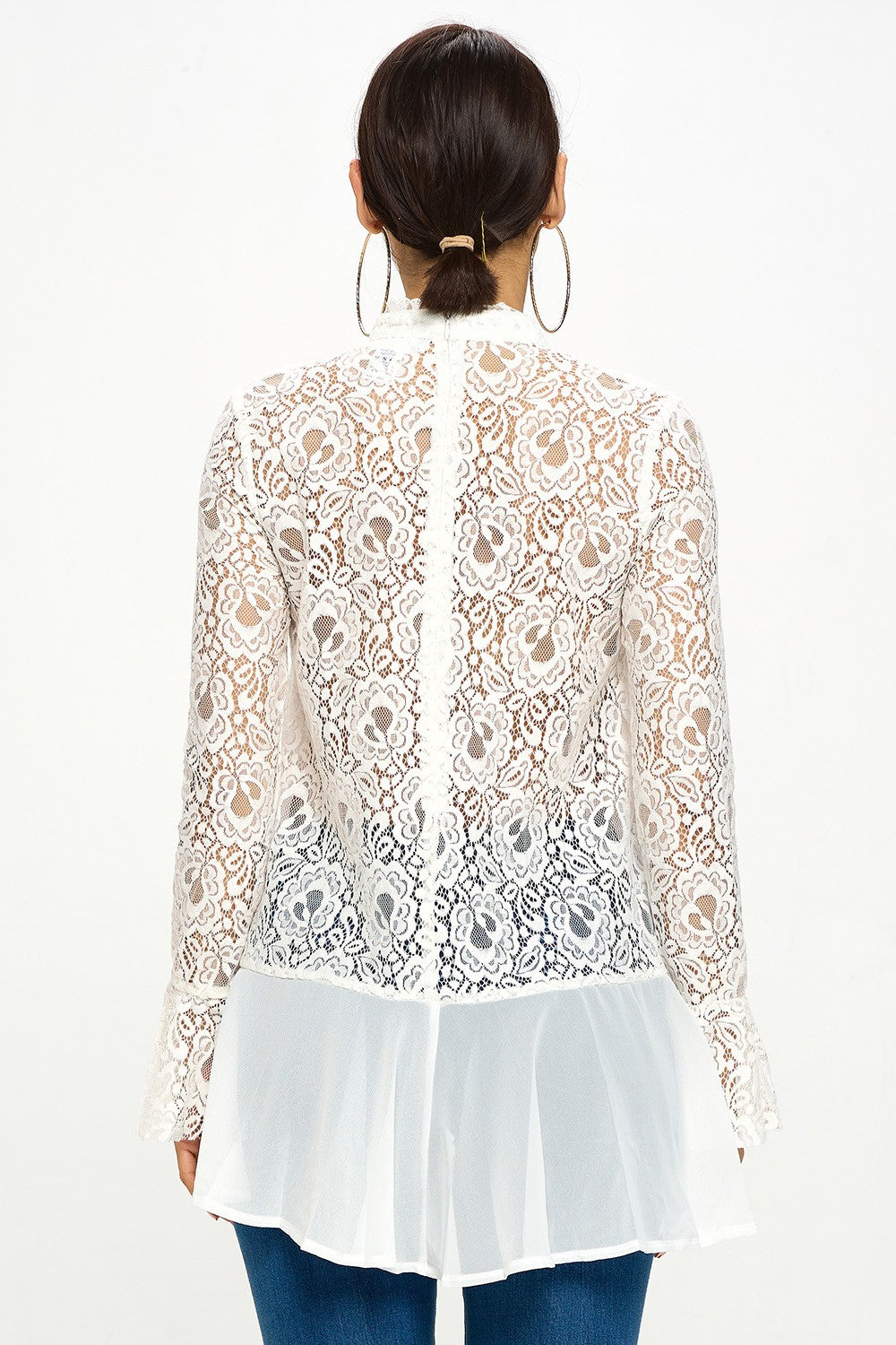 LACE RUFFLE LONG SLEEVE TUNIC