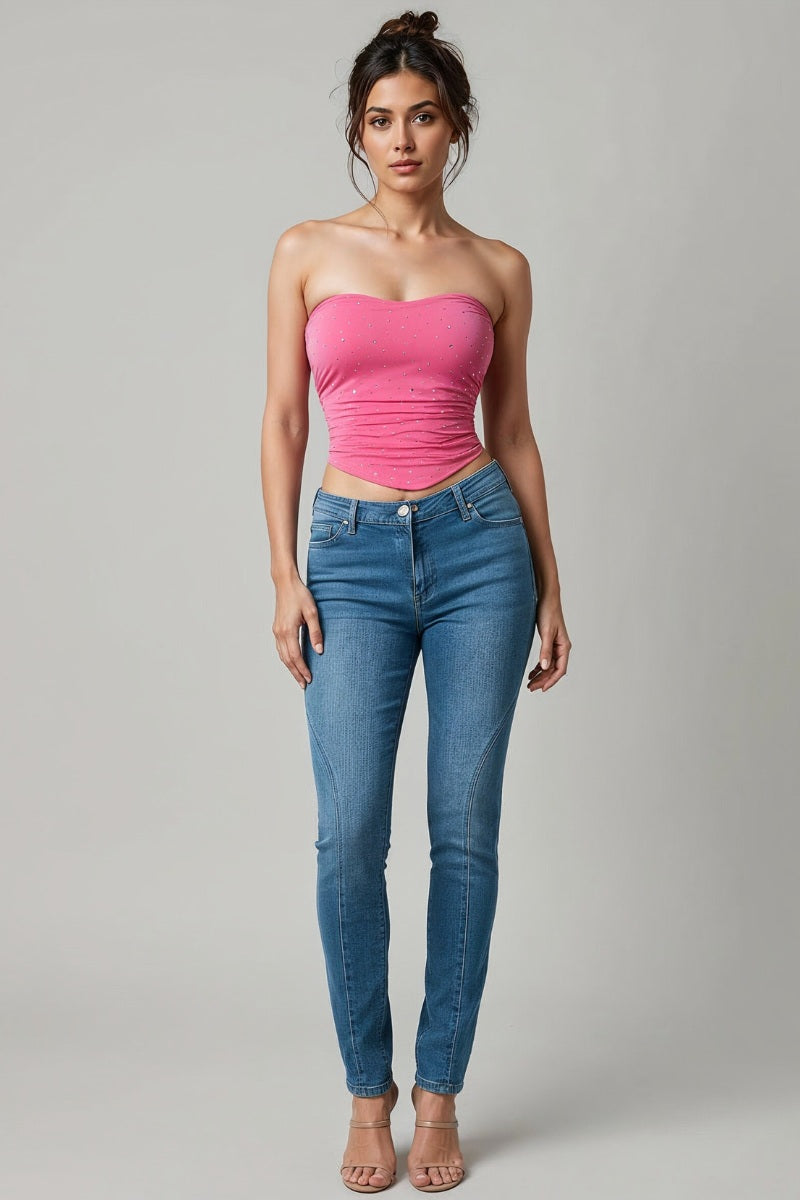 Sparkly Back Lace-Up Corset Top