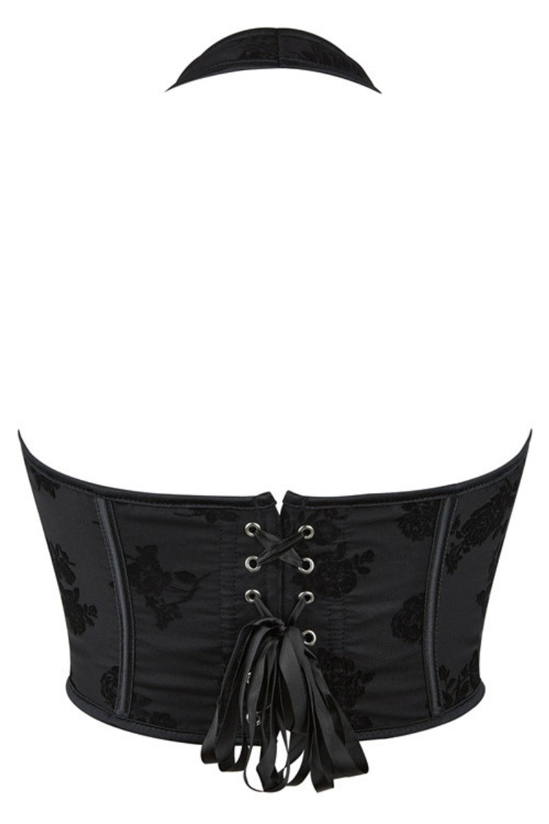 Sexy Floral Corset Crop Top with Lace-Up Back