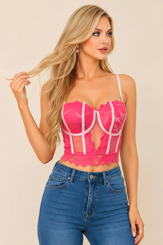 Lace Bustier Corset Top – Elegant Sheer Mesh Bustier
