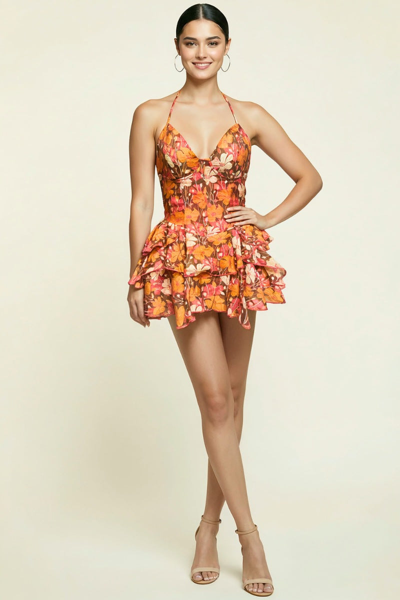 Floral Layered Babydoll Skort Romper