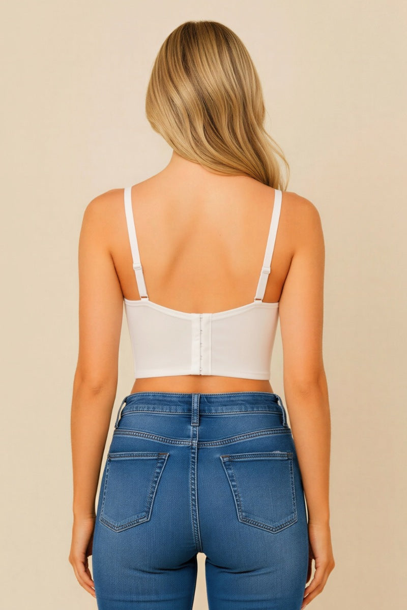 Glam Rhinestone Lace Bustier Top
