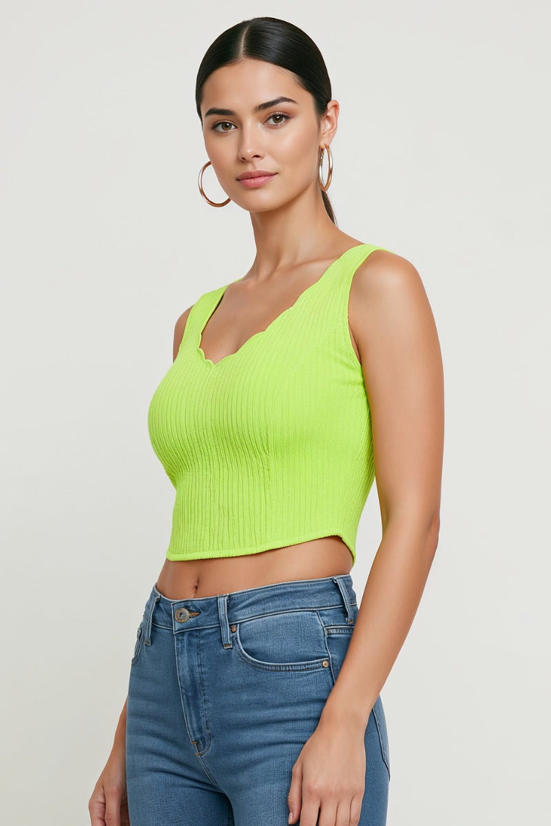 BACK FOIL WEAVE BAND WAVY CROP TOP