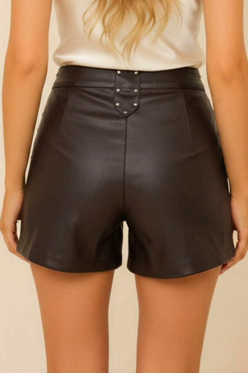 Studded Faux Leather Shorts – Edgy & Chic