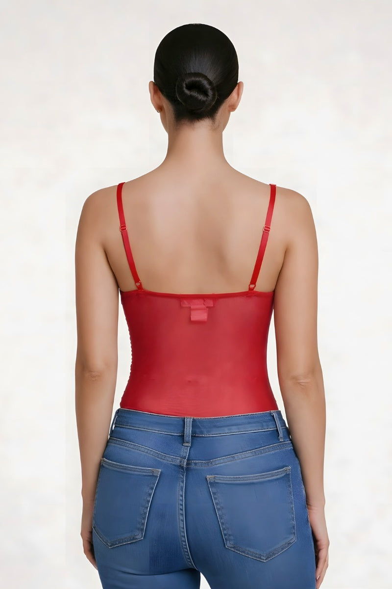 Luxury Beaded Pearl & Crystal Sheer Bodysuit_ DS4269A