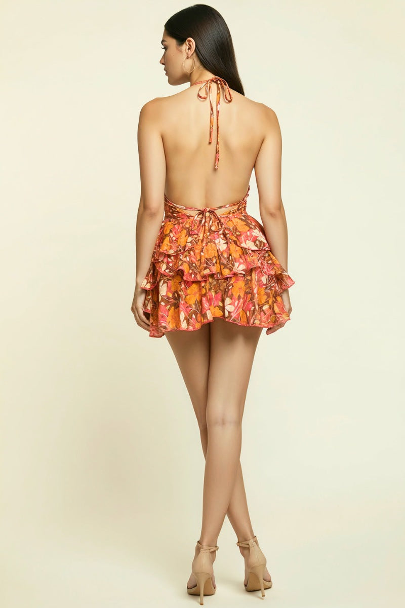 Floral Layered Babydoll Skort Romper