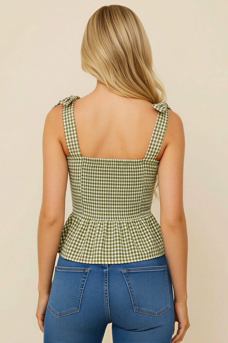 CHECKERED PEPLUM TANK