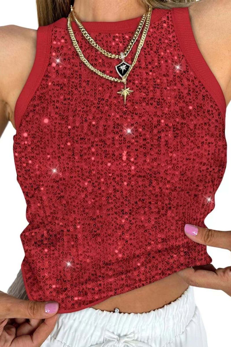 Allover Sequin Sleeveless Tank Top