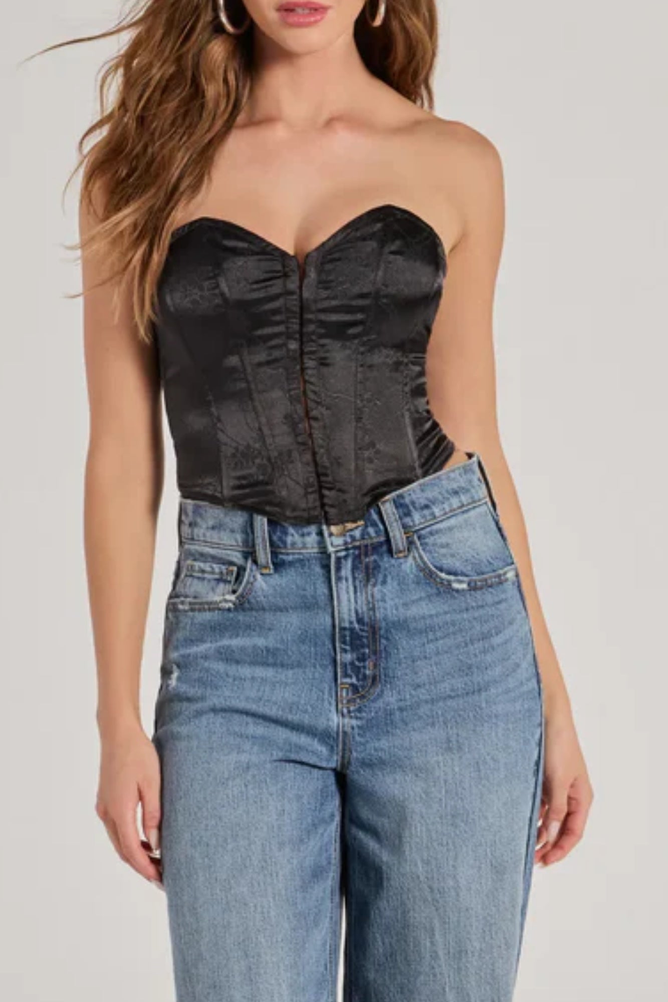 Floral Jacquard Corset Top_DSE1045