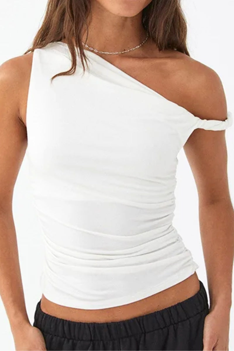 Reversible Ruched One Shoulder Top