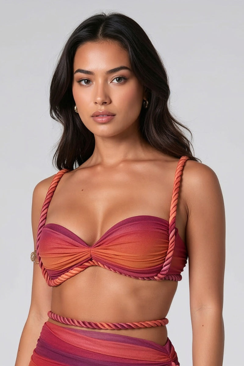 Braided Strap Ombre Crop Top & Maxi Skirt Set
