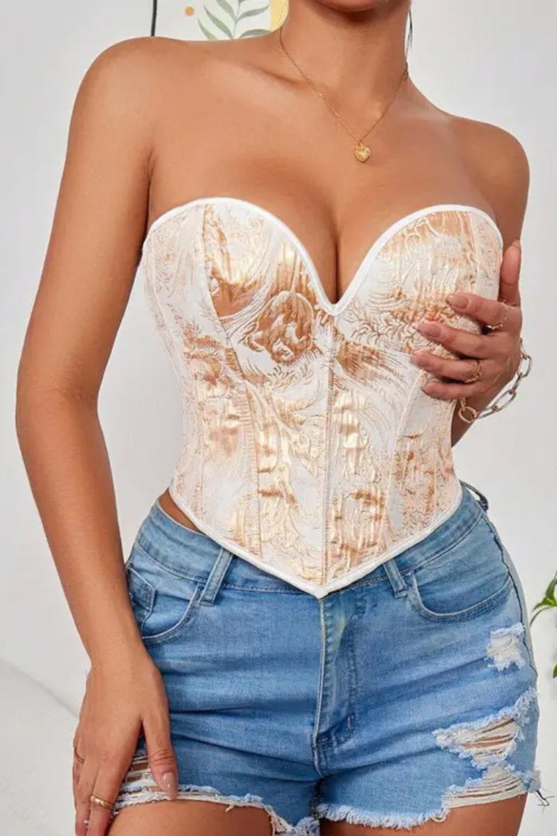Elegant  Baroque Floral Bustier Corset Top