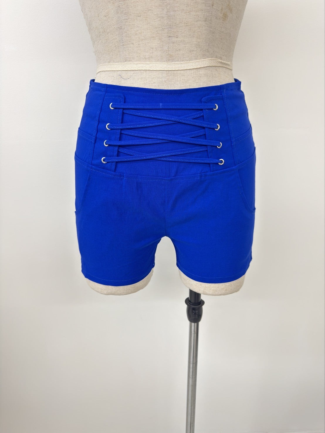 FRONT LACE UP HIGH WAISTED SHORTS