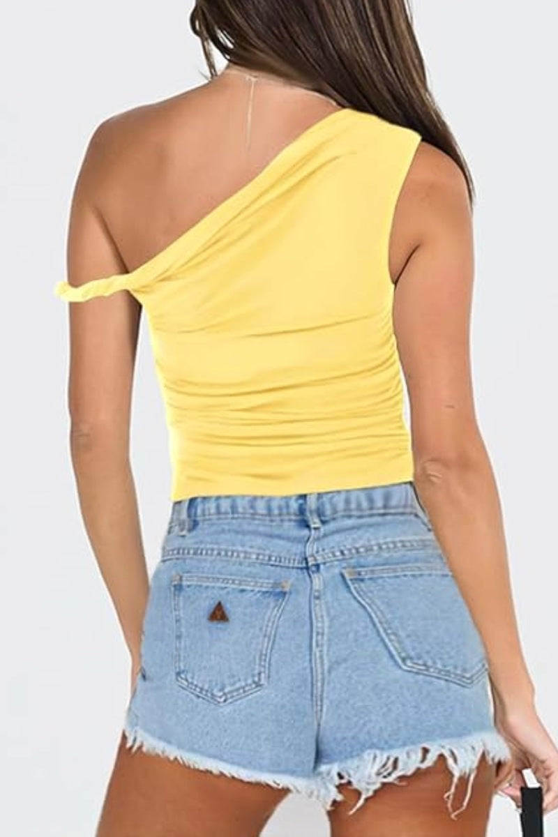 Reversible Ruched One Shoulder Top