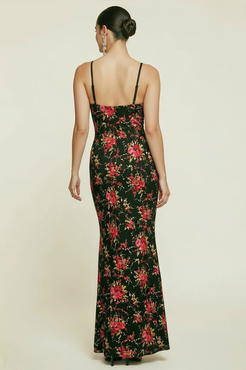 Floral Print Cut-Out Maxi Dress