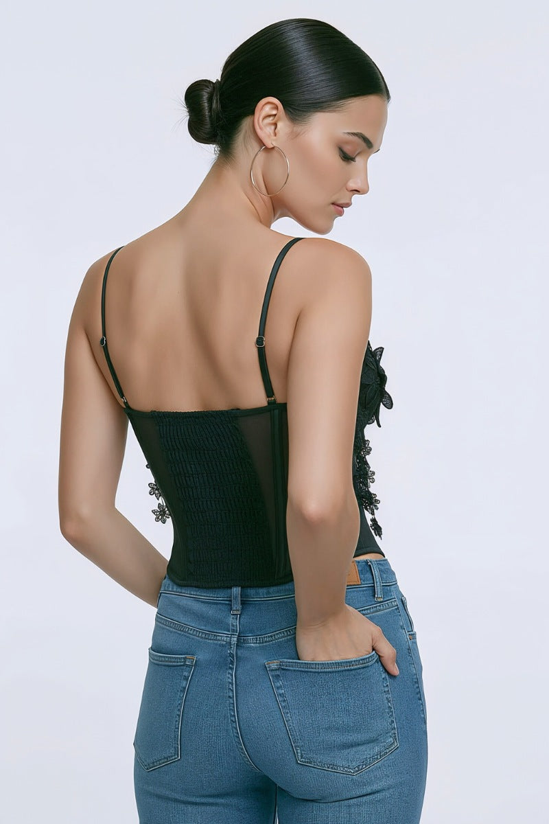 3D Floral Corset Bustier Top