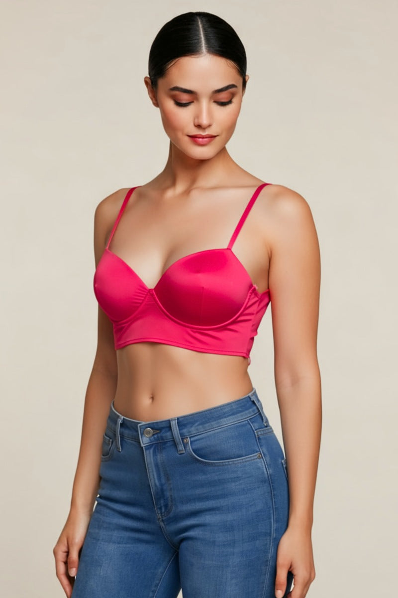 CUTOUT BACK CRISS CROSS SPAGHETTI STRAP CROP CAMI