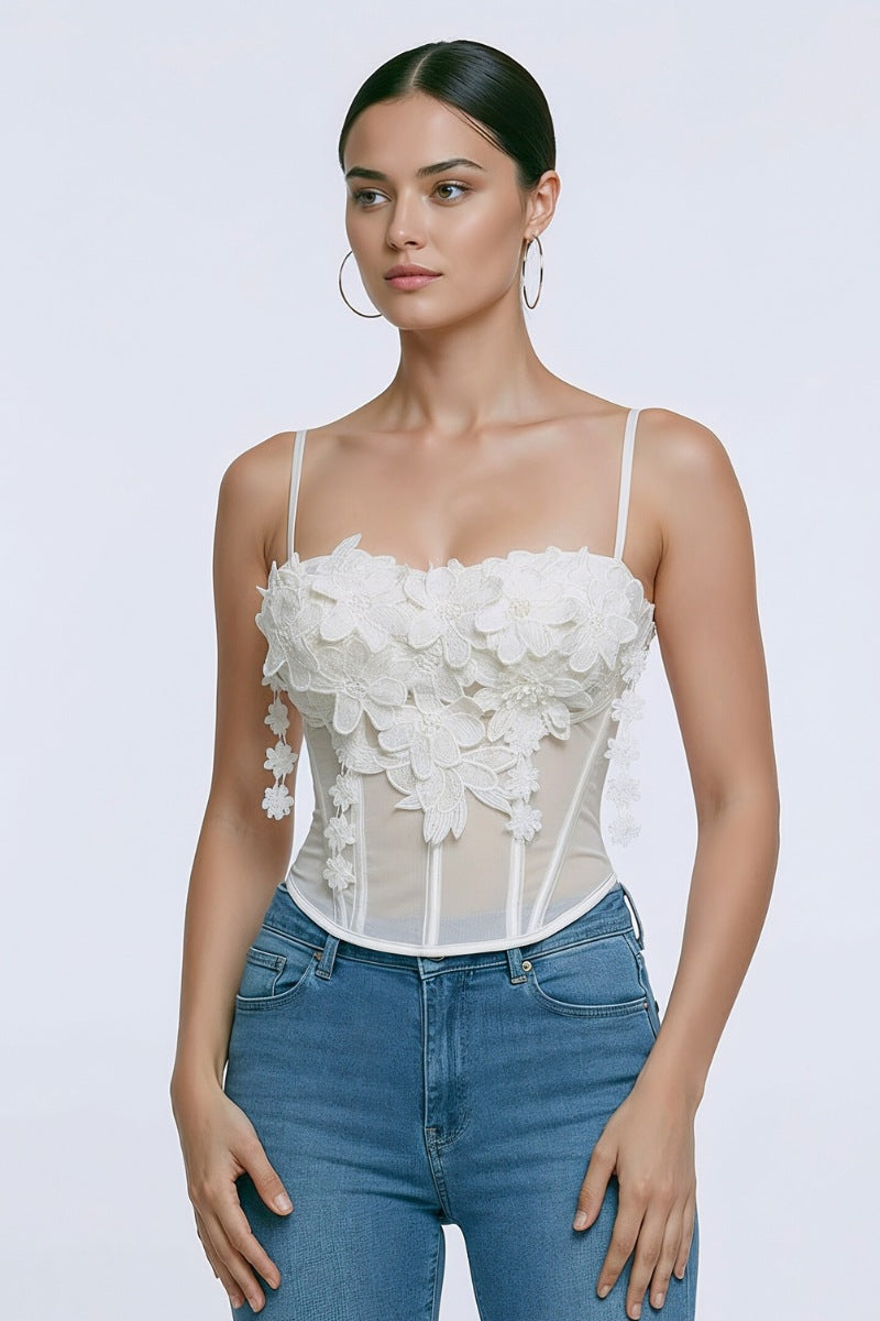 3D Floral Corset Bustier Top