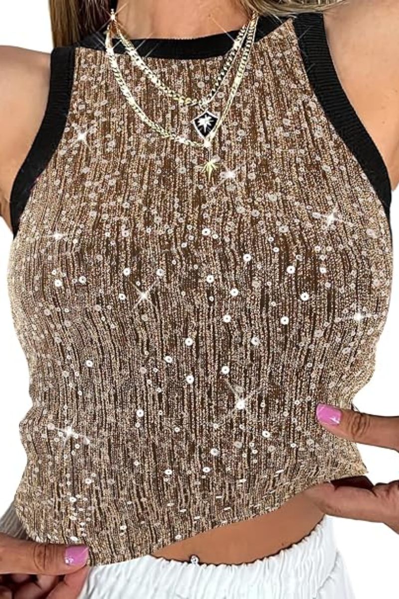Allover Sequin Sleeveless Tank Top