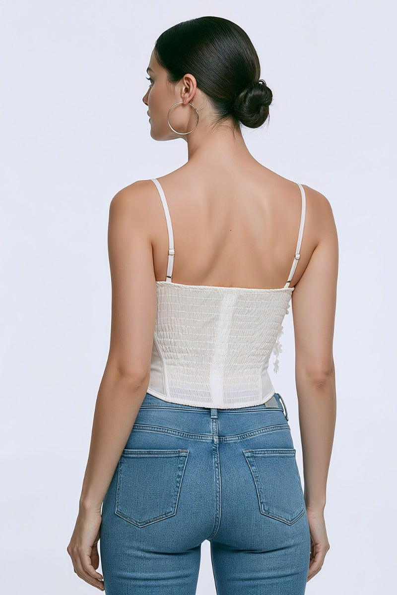 3D Floral Corset Bustier Top