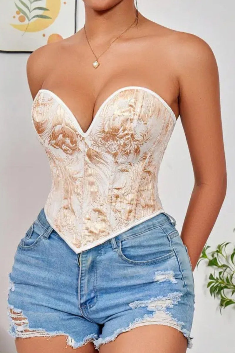 Elegant  Baroque Floral Bustier Corset Top