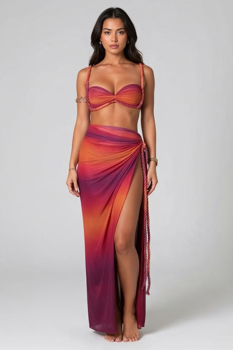 Braided Strap Ombre Crop Top & Maxi Skirt Set