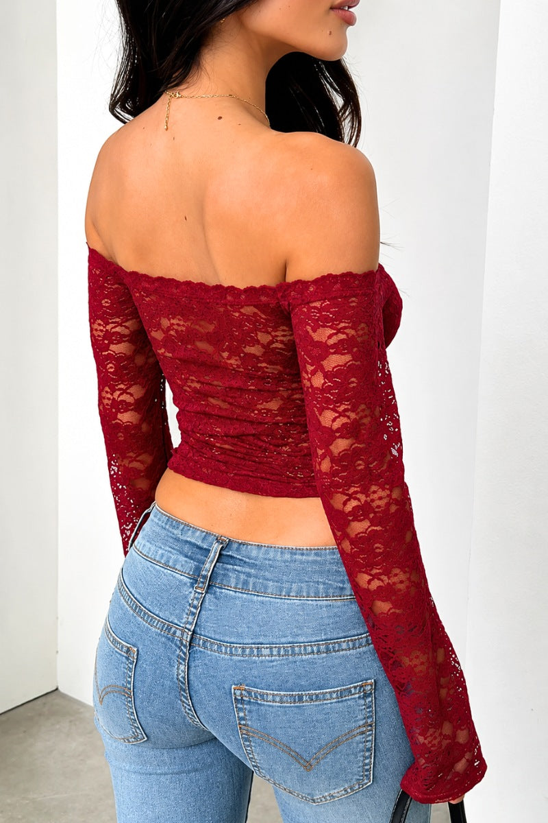 Floral Lace Off-Shoulder Corset Crop Top