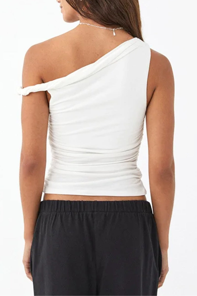 Reversible Ruched One Shoulder Top
