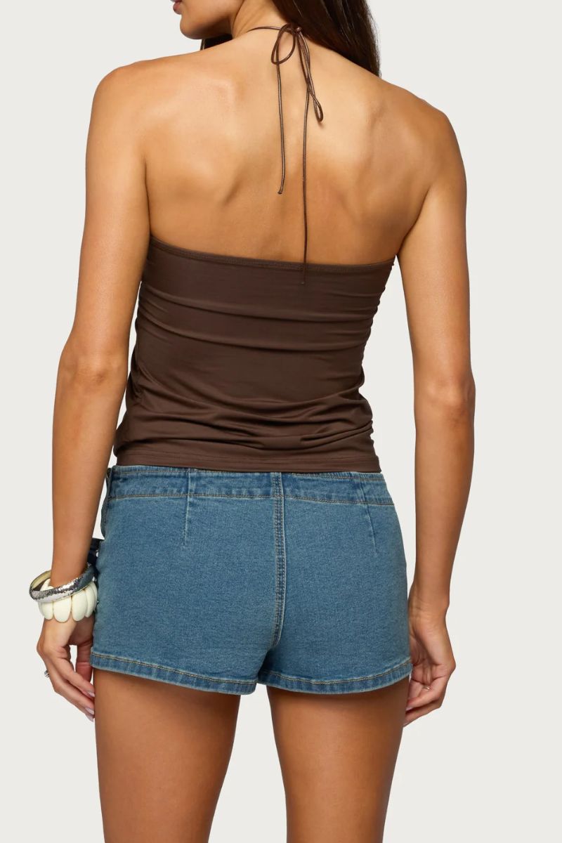 Ring Ruched Halter Top