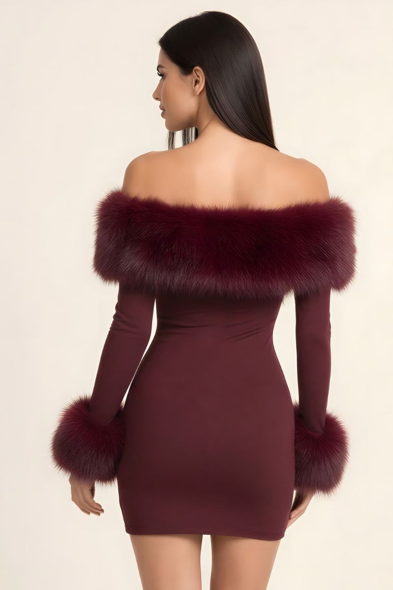 Luxe Faux Fur Off-Shoulder Mini Dress