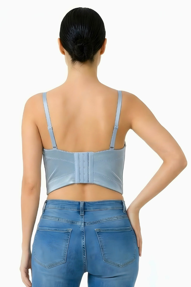 AB RHINESTONE EMBELLISHED CORSET BUSTIER CROP TOP