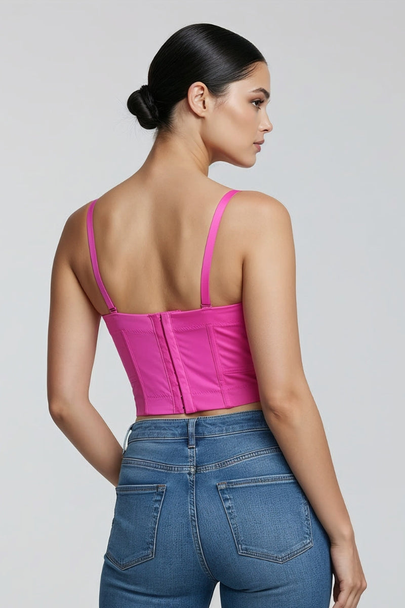 SATIN ROSE SWEETHEART BUSTIER CROP TOP