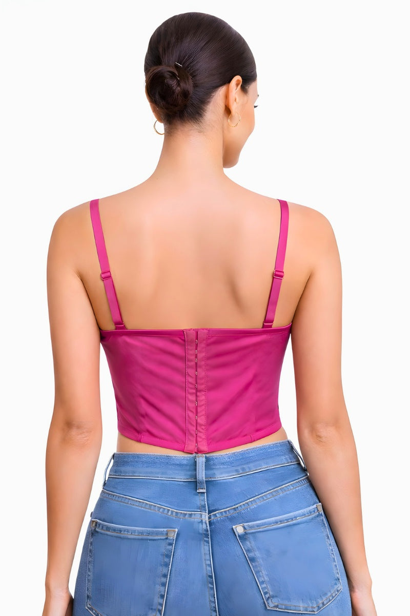 SEQUIN BEADED CRYSTAL STONE EMBELLISHED CORSET CROP TOP