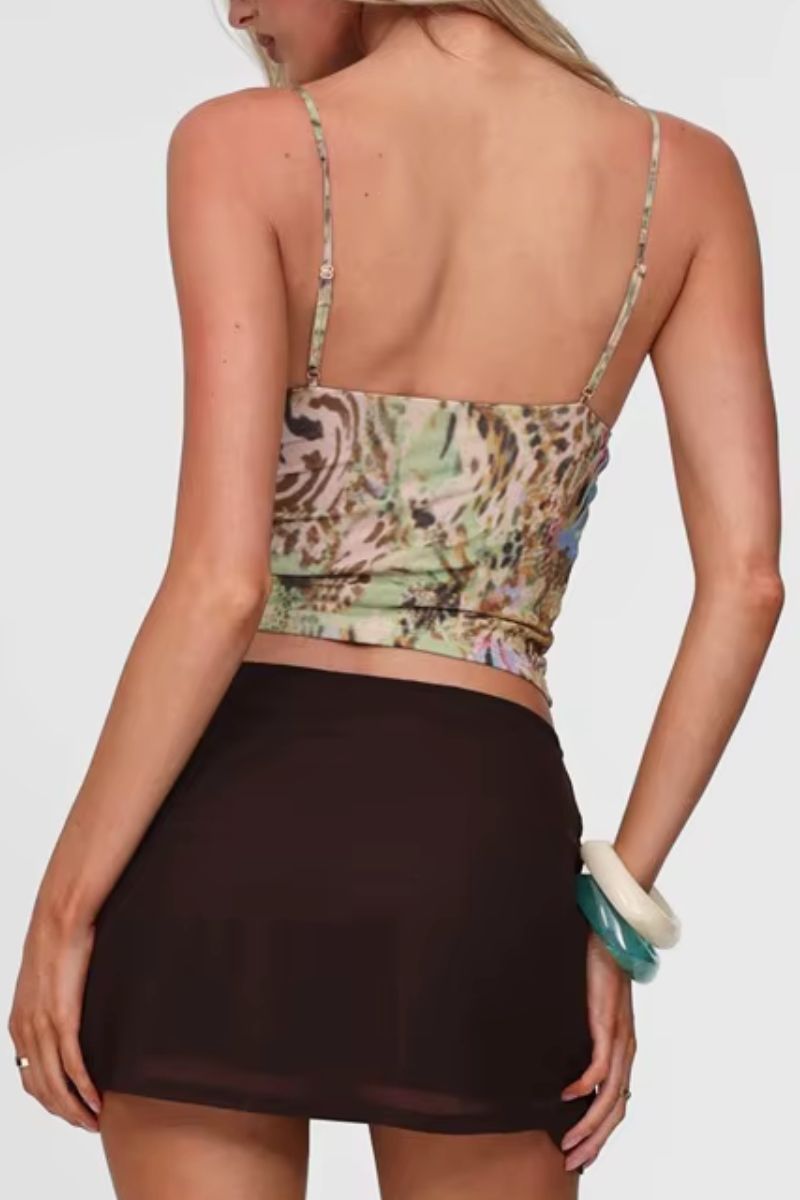 Animal Print Sequin Trim Cami Top