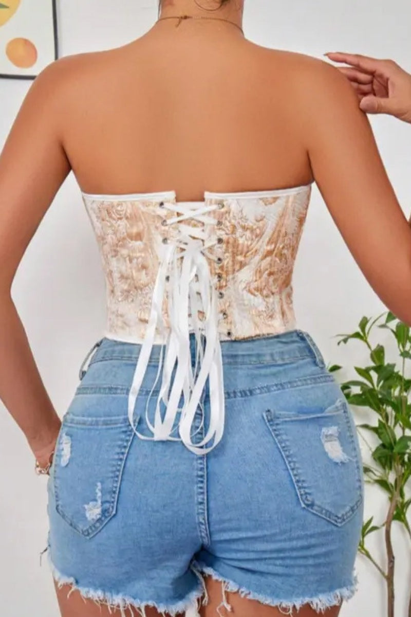 Elegant  Baroque Floral Bustier Corset Top