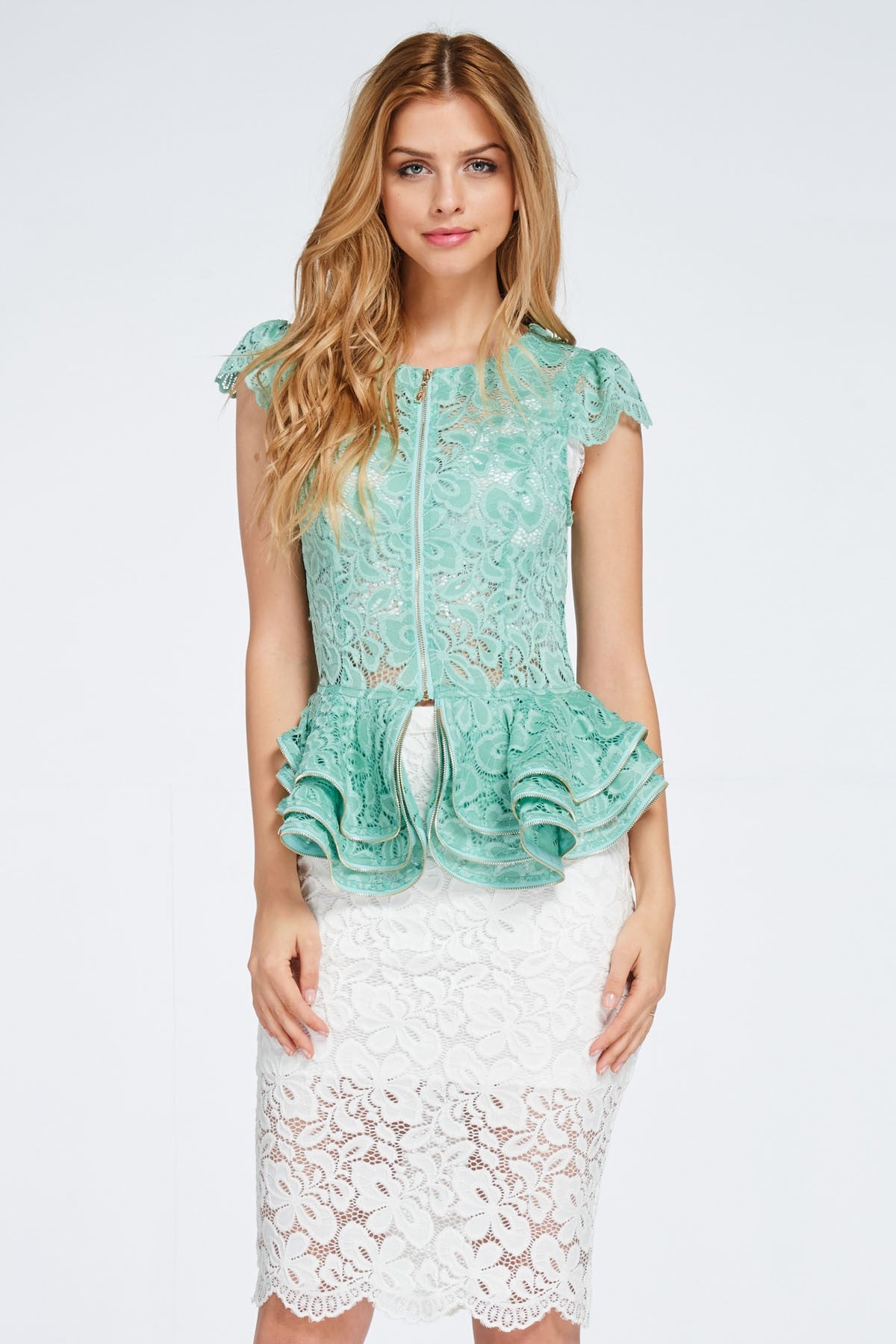 LAYERED PEPLUM LACE TOP